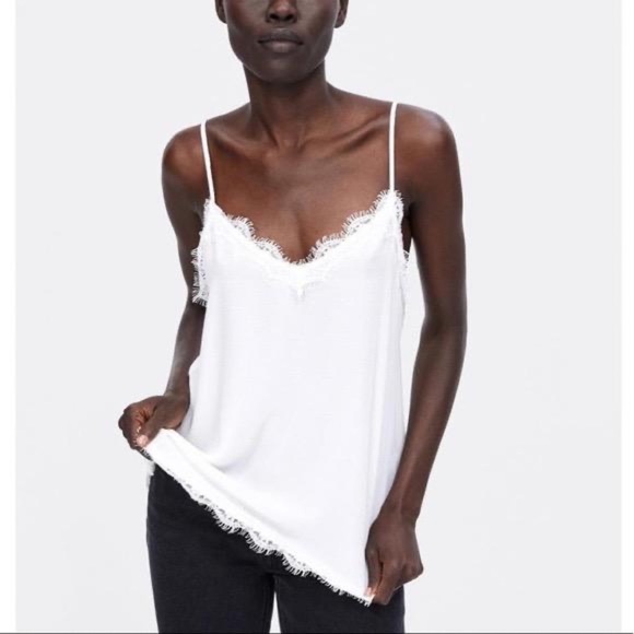 NWT White Lace Camisole Tank Top Flowy Casual - Picture 1 of 8
